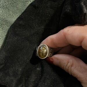 Sterling silver ring with Green Druzy, vintage